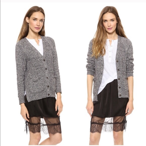 Madewell Sweaters - Madewell Marled Black and White Split Hem Cardigan